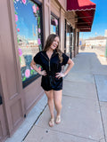 LuxeEase Dolman Sleeve Romper - Black