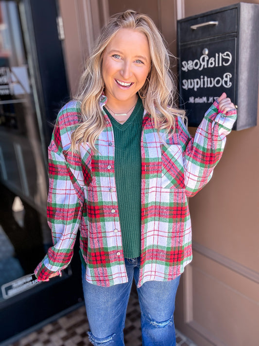 Red/Green Plaid Button Down