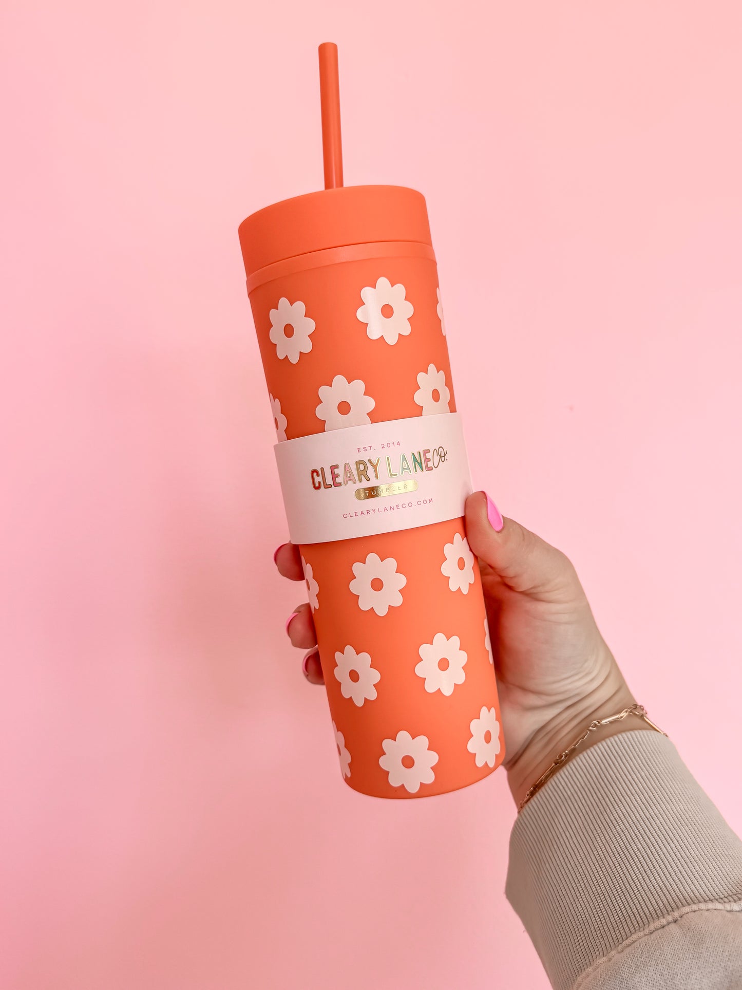 Orange Flower Tumbler