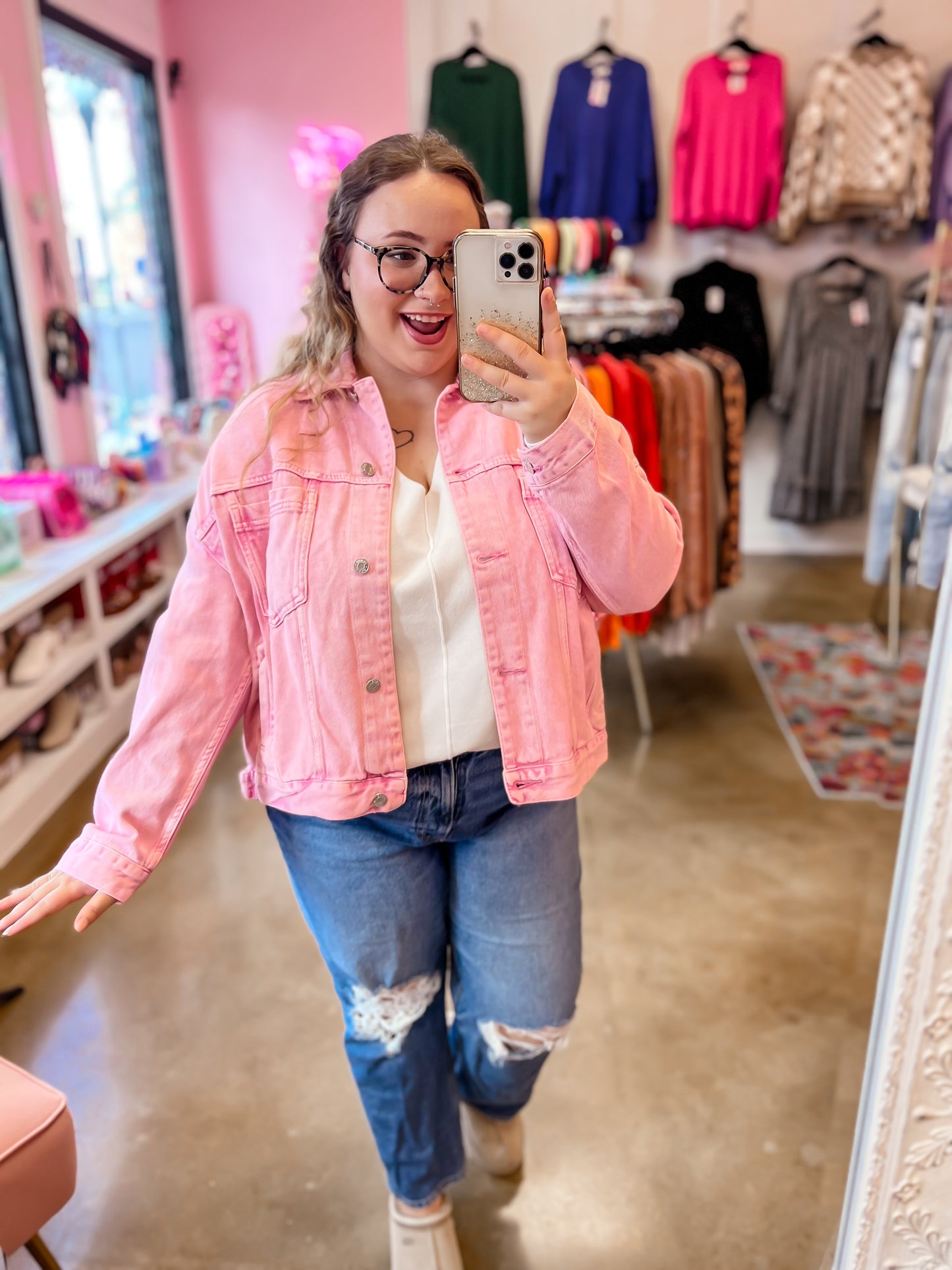 Pink Denim Jacket