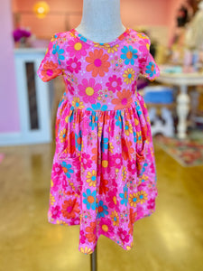 Retro Floral Twirl Dress