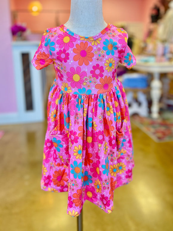 Retro Floral Twirl Dress