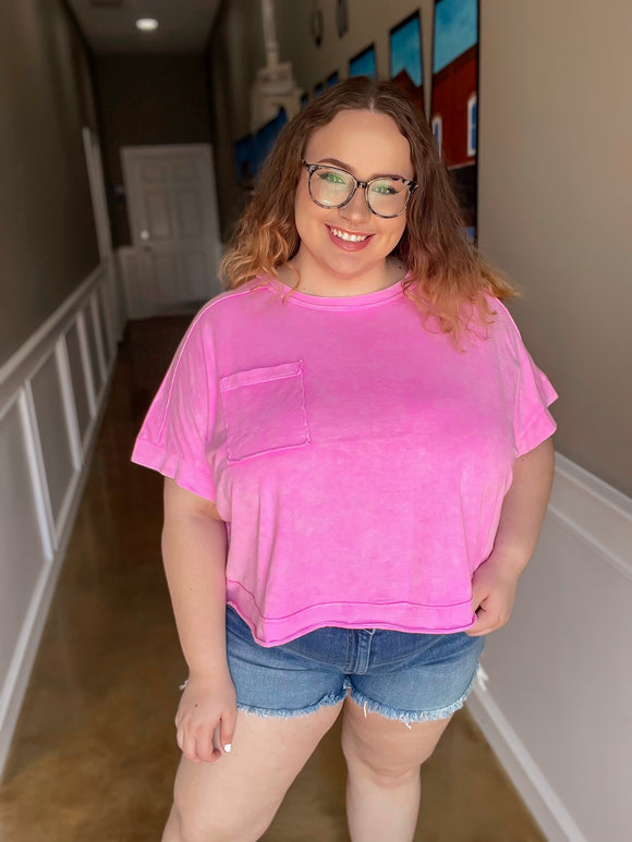 Sunset Slouch Pocket Tee - Pink
