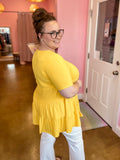 Tiered Ruffle Tunic Top - Yellow