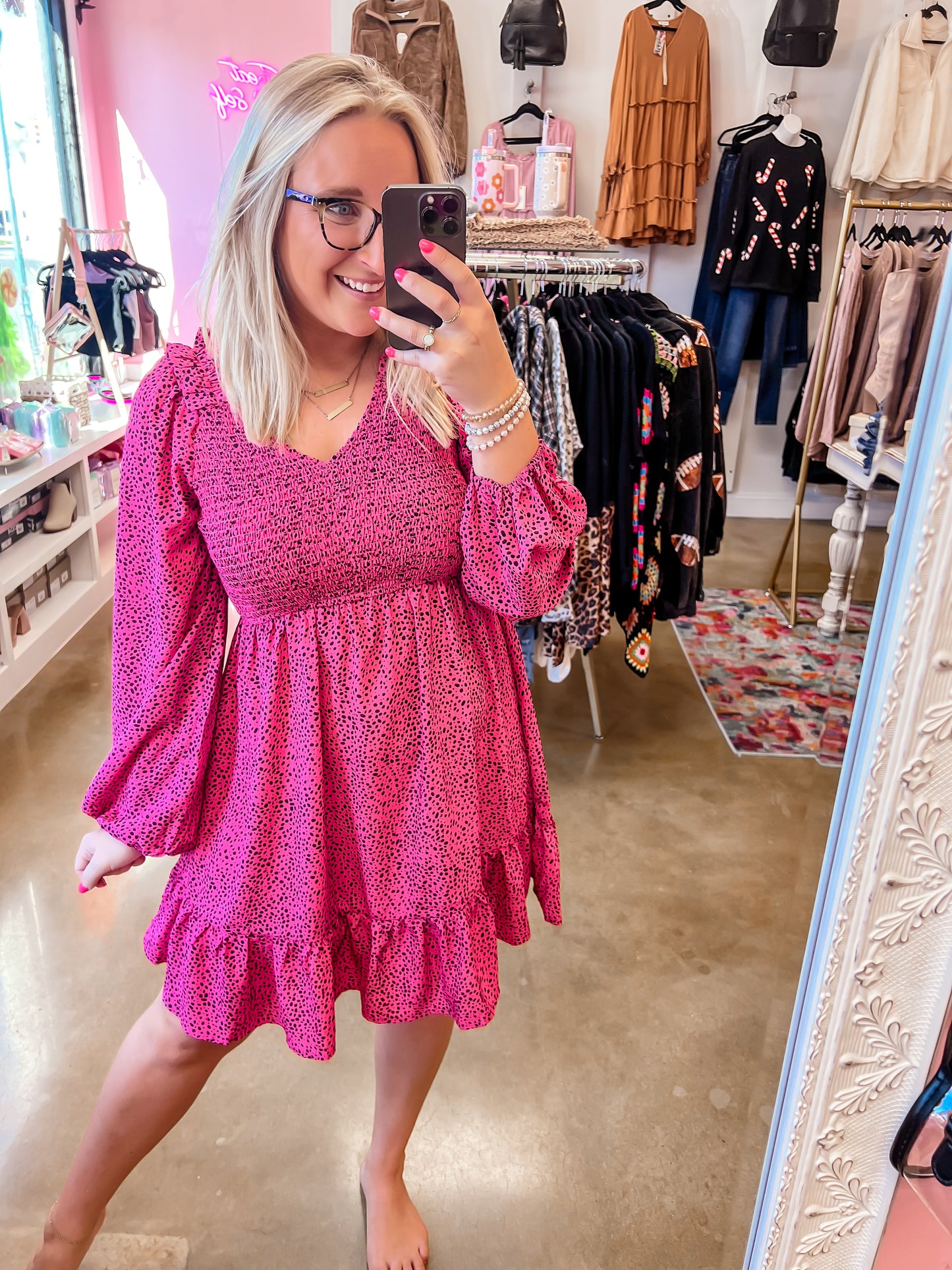 Pink Spotted Dress