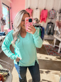 Cozy Coast Waffle Knit Top - Seafoam