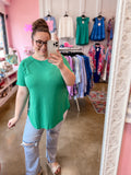 Short Sleeve Waffle Top - Kelly Green