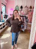 Curvy Black Leopard Peplum Top