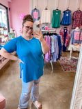 Short Sleeve Waffle Top - Sky
