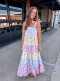 Floral Color Block Maxi