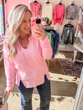 Cozy Coast Waffle Knit Top - Pink