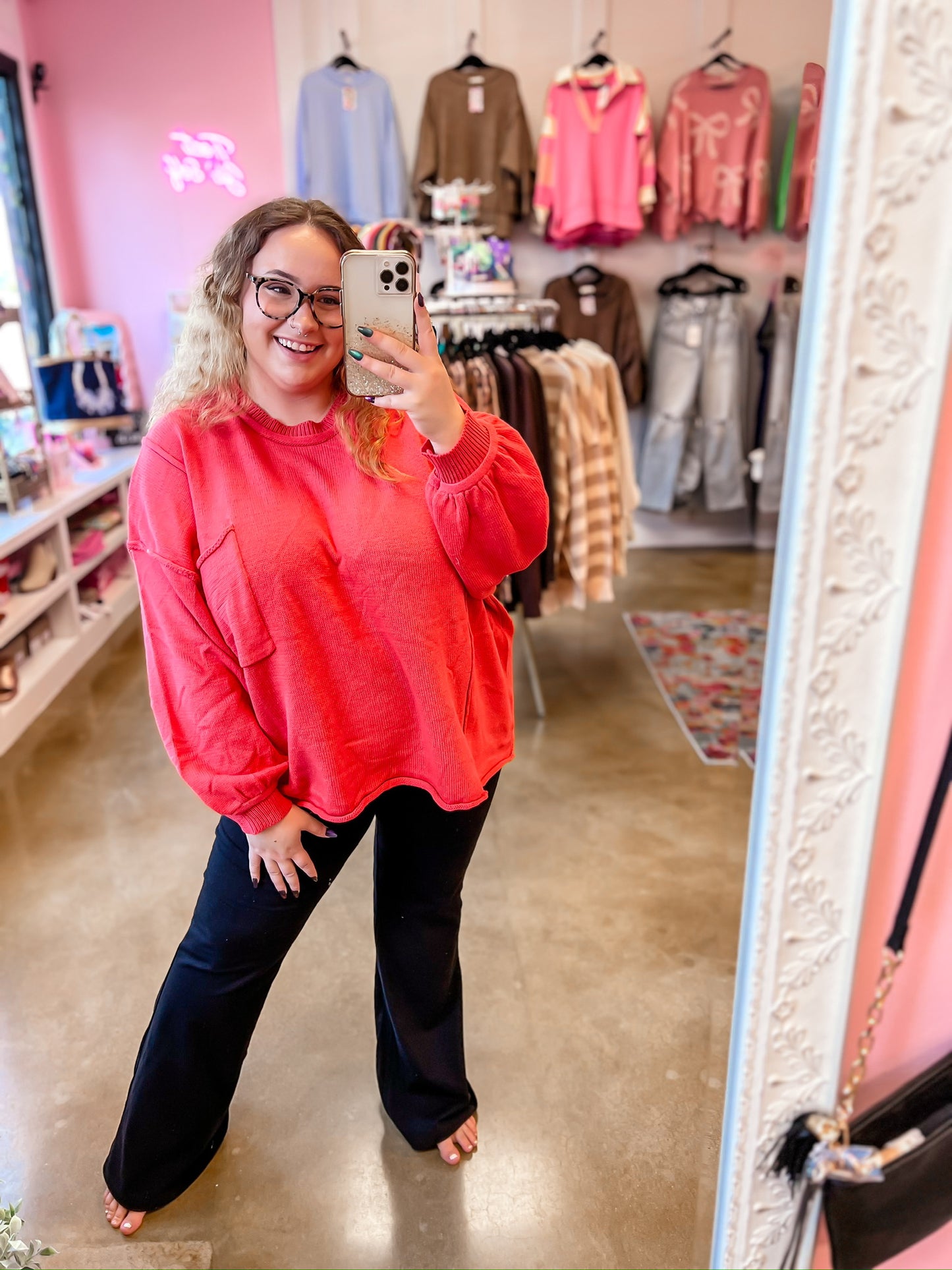 Coral Sweater Top