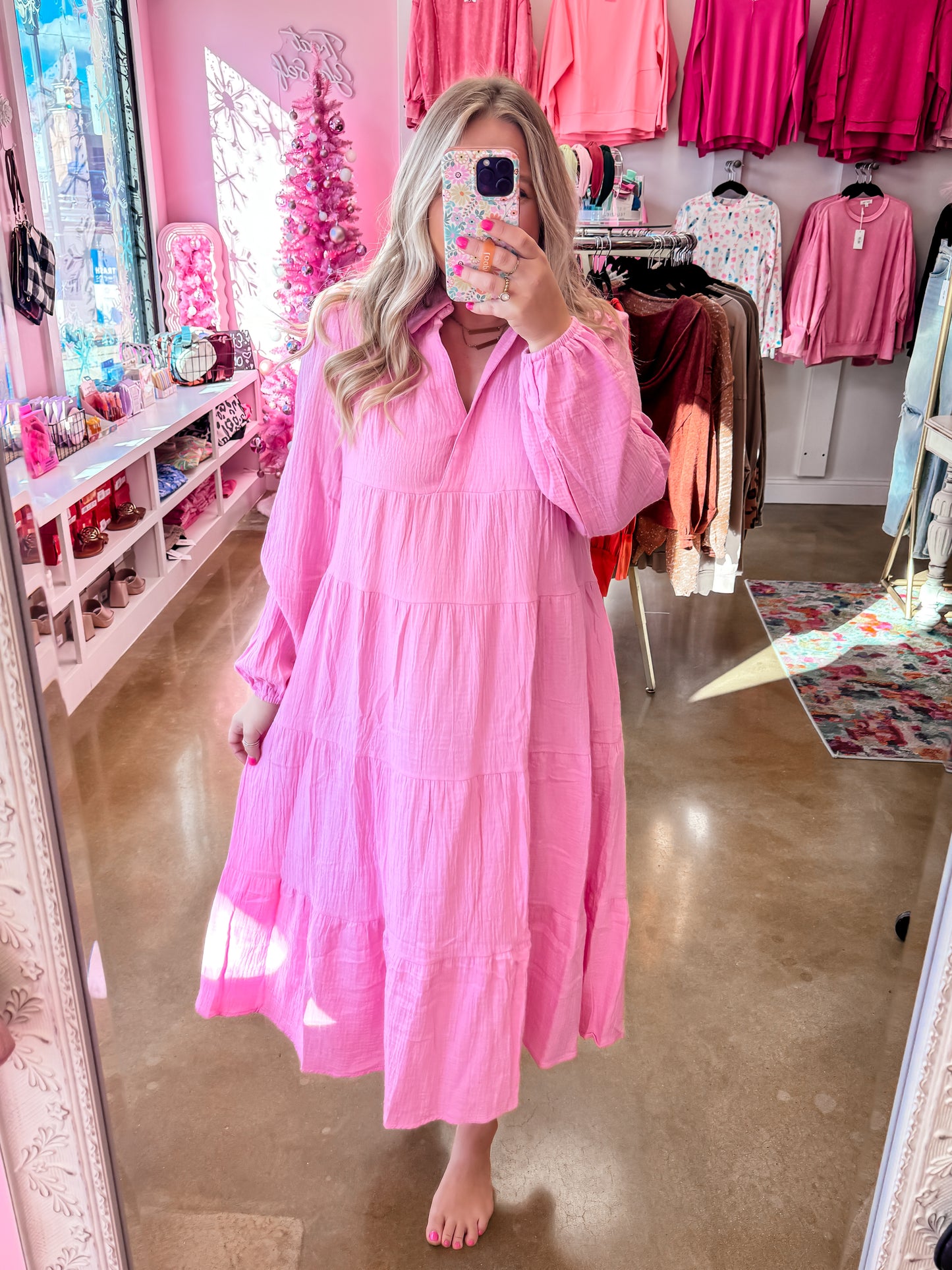 Pink Bubblegum Midi Dress