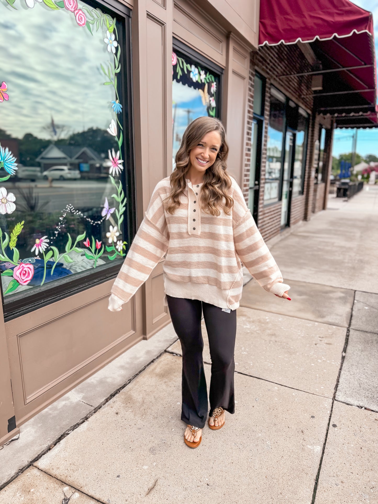 Neutral Striped Lover Top