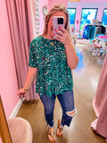 Green Patterned Babydoll Top
