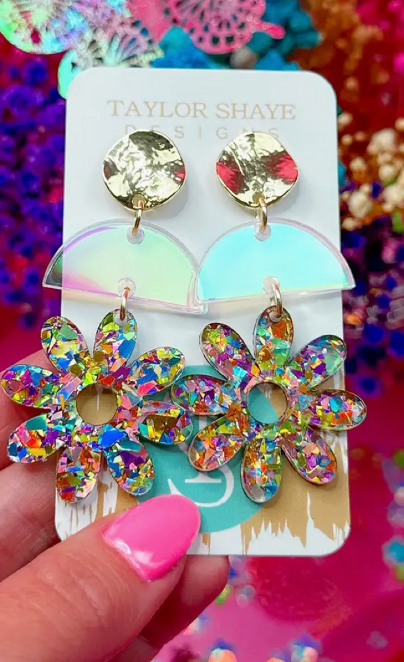 Pastel Confetti Flower Earrings