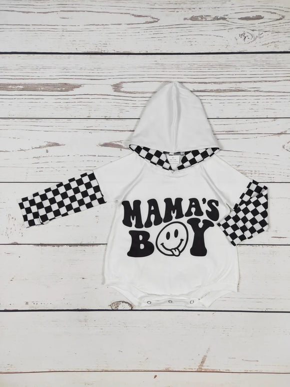 Mama's Boy Black Gingham Romper
