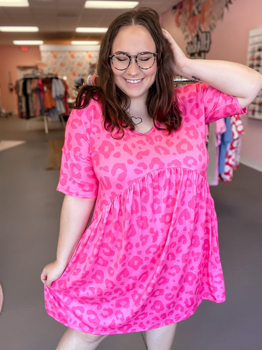 Hot Pink Leopard Dress (S-XL)