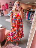 Red Square Neck Midi (S-XL)