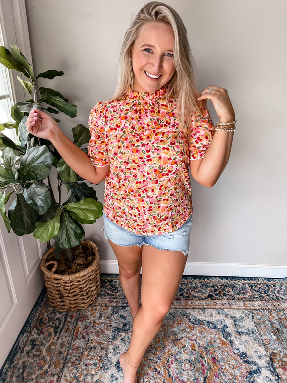 Orange Ruffle Blouse