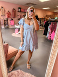 Blue and White Gingham Dress (XS-L)