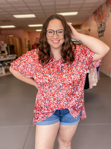 Red Floral Tunic Top