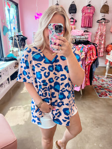 Blush/Blue Leopard Top