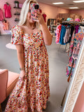 Yellow Floral Midi Dress (s-xl)