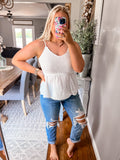 Ivory Smocked Tank (S-XL)