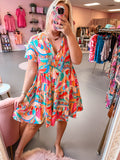 Peach Geometric Tassel Dress(S-XL)