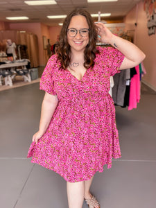 Rose Puff Sleeve Dress
