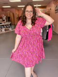 Rose Puff Sleeve Dress
