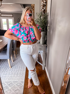 Rose Floral Crop Top (S-XL)
