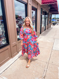 Retro Printed Midi Dress