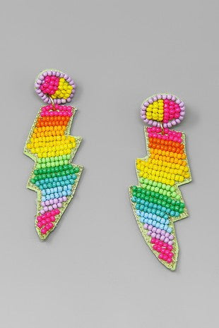 Rainbow Lightening Beaded Earrings