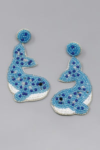 Blue Whale Beaded Earrings