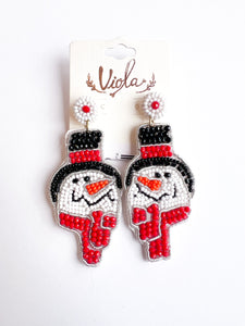 Carrot Nose Snowman Earrings