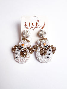 Gold Snowman Earrings