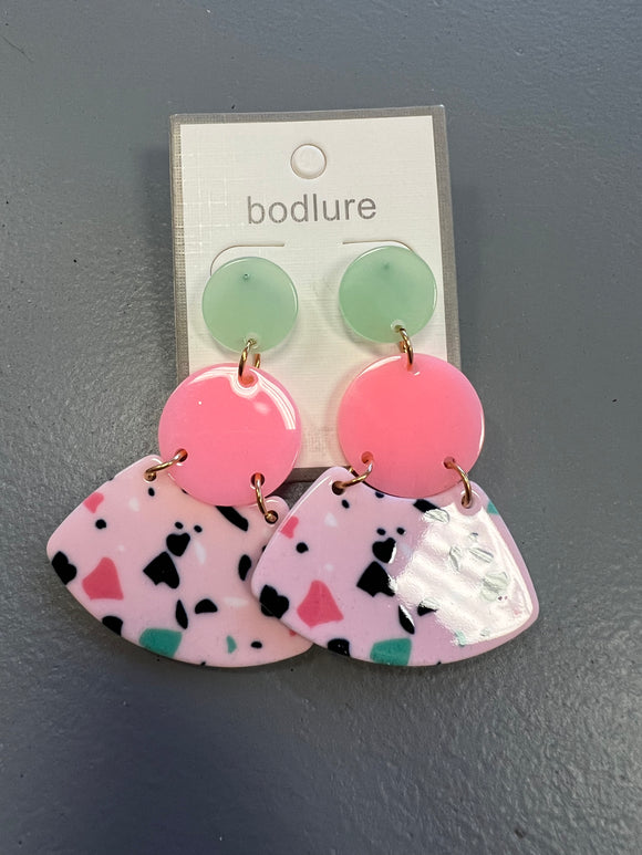 Pink Mint Splatter Earrings