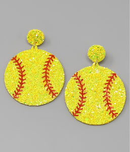 Glitter Softball Earrings