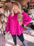 Curvy French Terry Pullover - Magenta