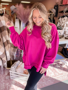 Curvy French Terry Pullover - Magenta