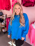 Curvy French Terry Pullover - Blue