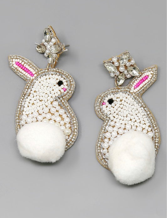 Pom Pom Bunny Earrings